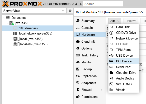Installing TrueNAS Scale Part 1 PCI attach for passthrough
